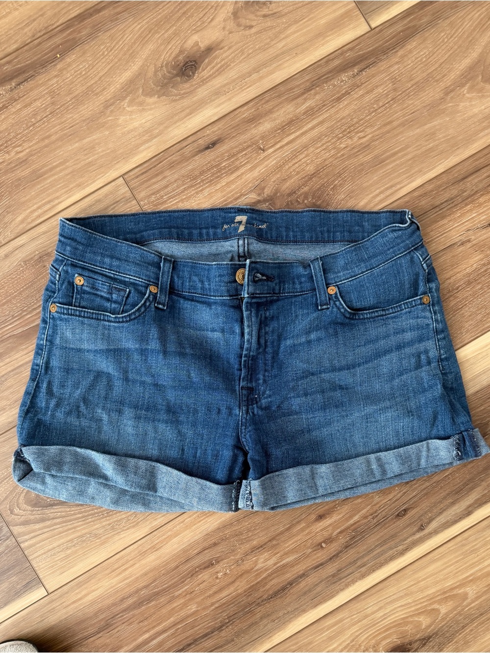 7 For all mankind Denim Roll-Cuff Women's Shorts - Dark Blue
